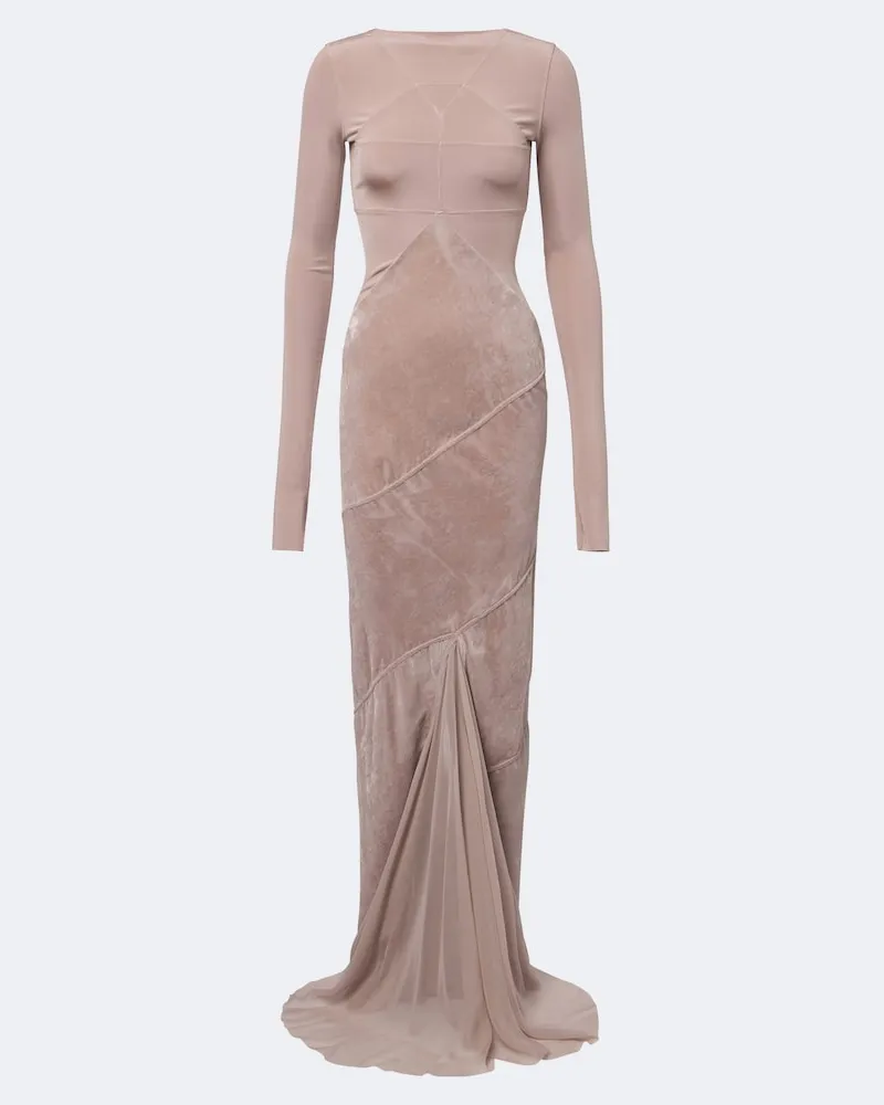 Rick Owens Robe Combo aus Jersey und Samt mit Tüll Rosa