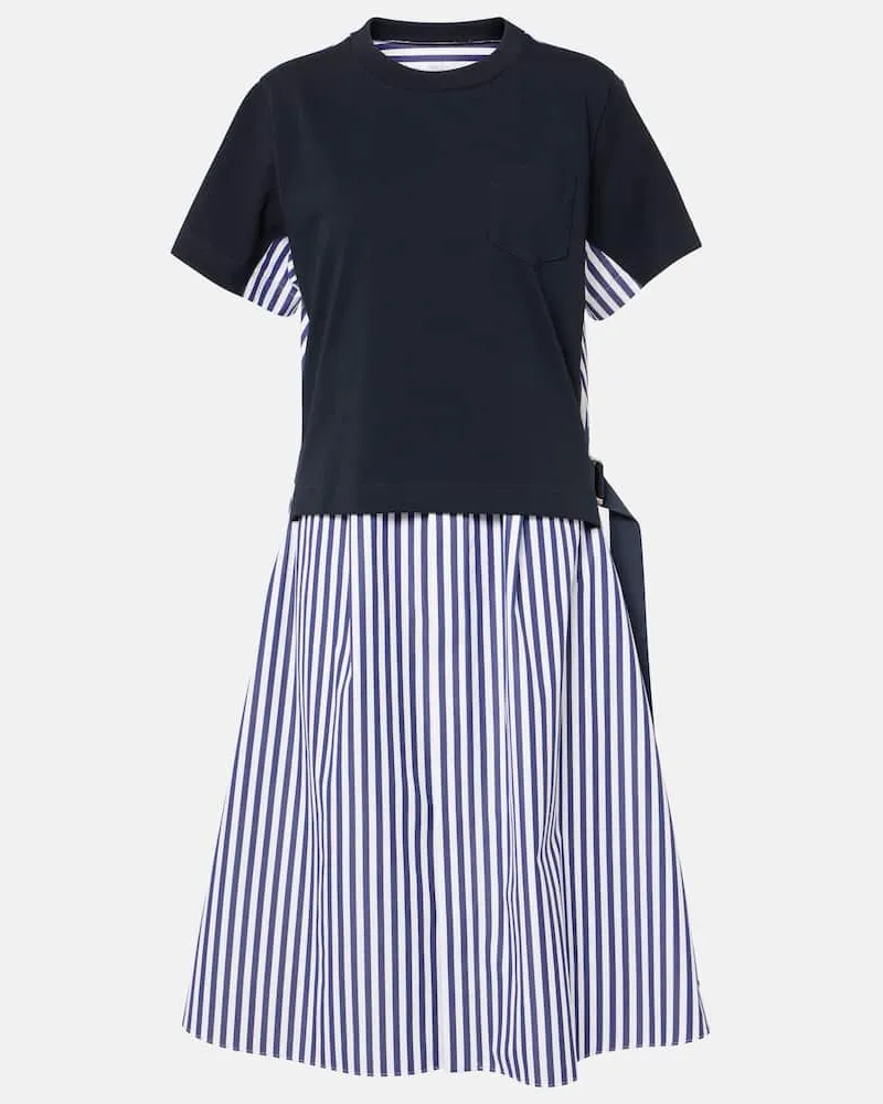 Sacai Hemdblusenkleid aus Baumwolle Multicolor