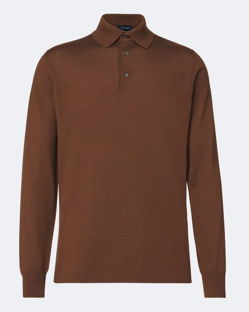 Thom Sweeney Polopullover aus Kaschmir und Seide Braun