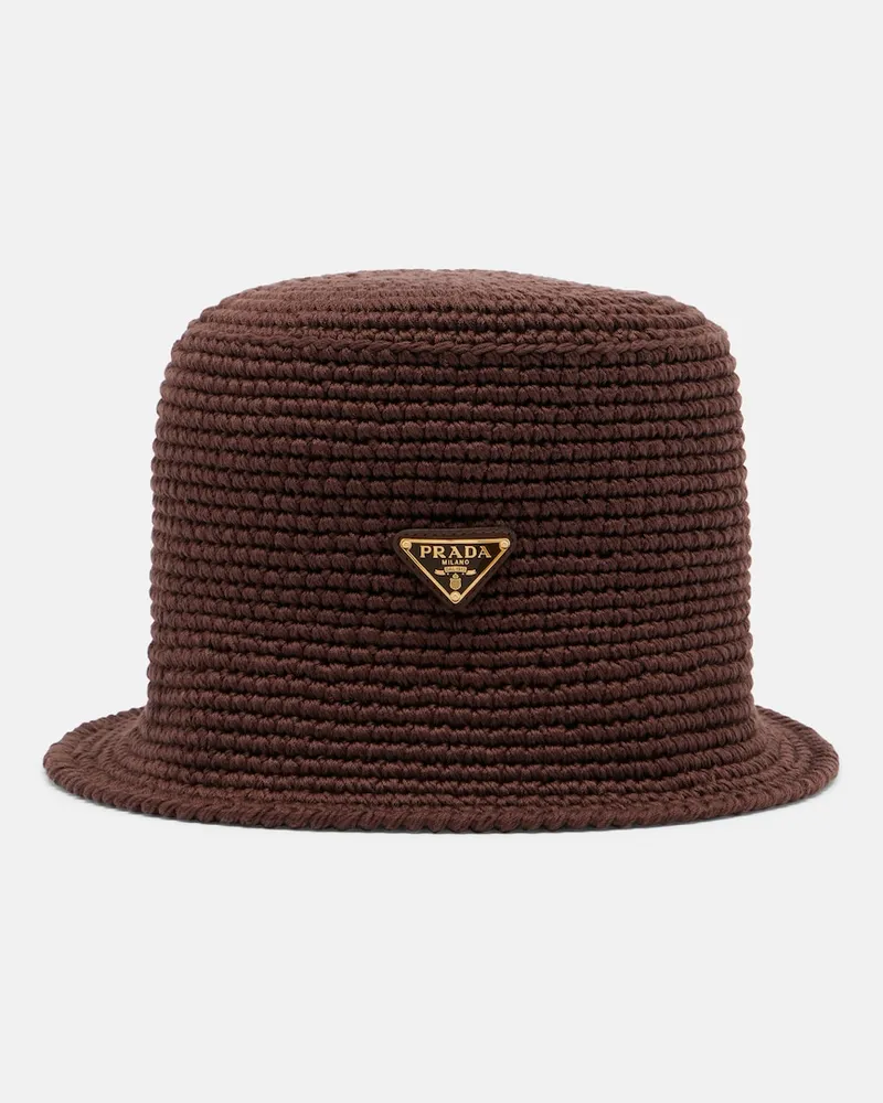 Prada Hut aus Häkelstrick Braun