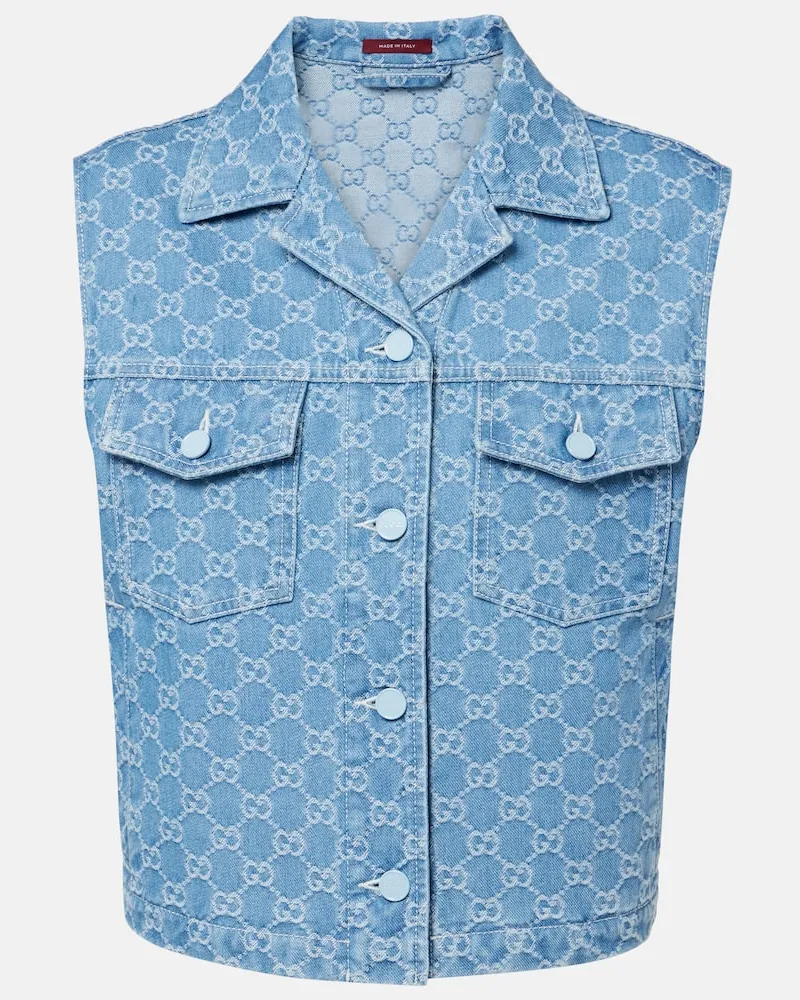 Gucci Weste GG aus Denim Blau
