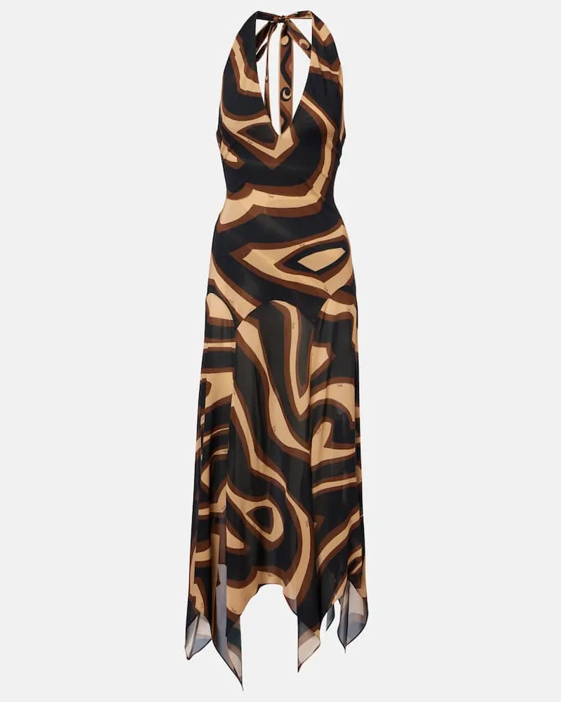Emilio Pucci Midikleid Labirinto aus Jersey Braun