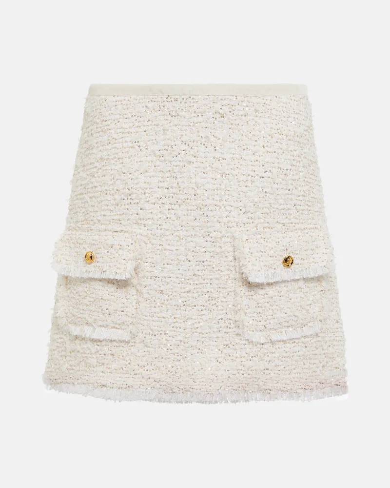 Giambattista Valli Minirock aus Bouclé Weiß