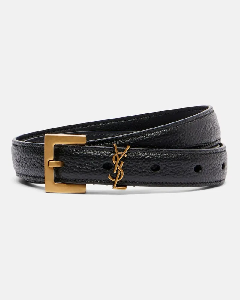 Saint Laurent Gürtel Cassandre aus Leder Schwarz