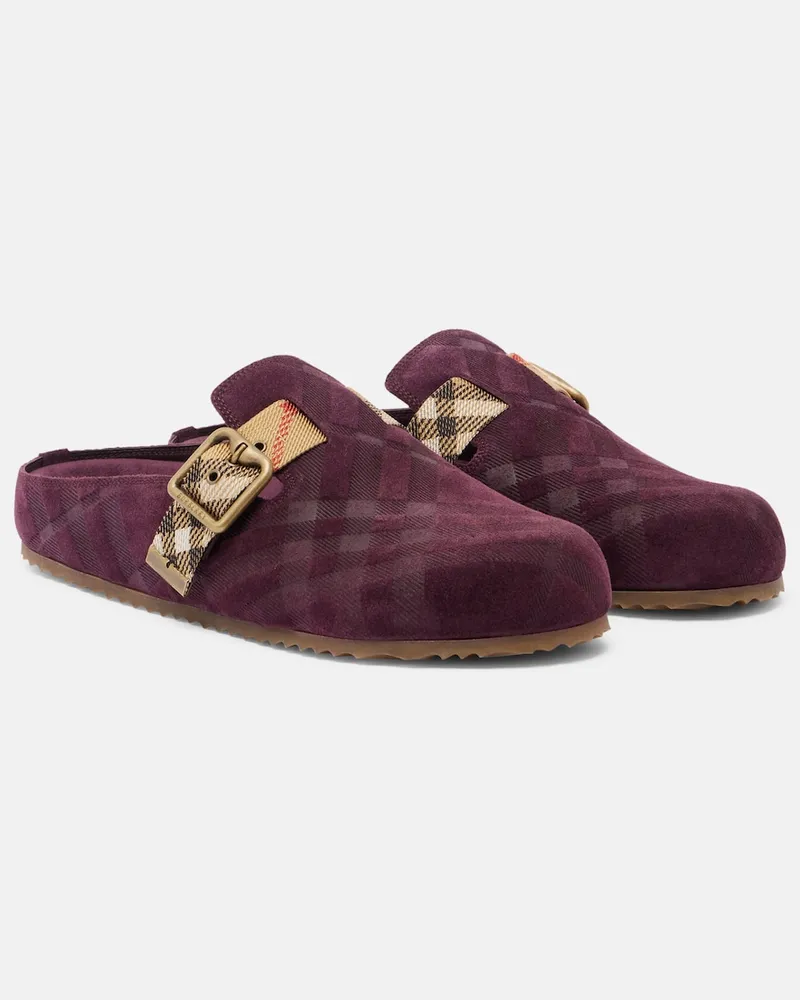 Burberry Clogs Urchin aus Veloursleder Burgunderrot