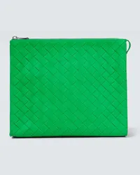 Bottega Veneta Etui Intrecciato aus Leder Gruen