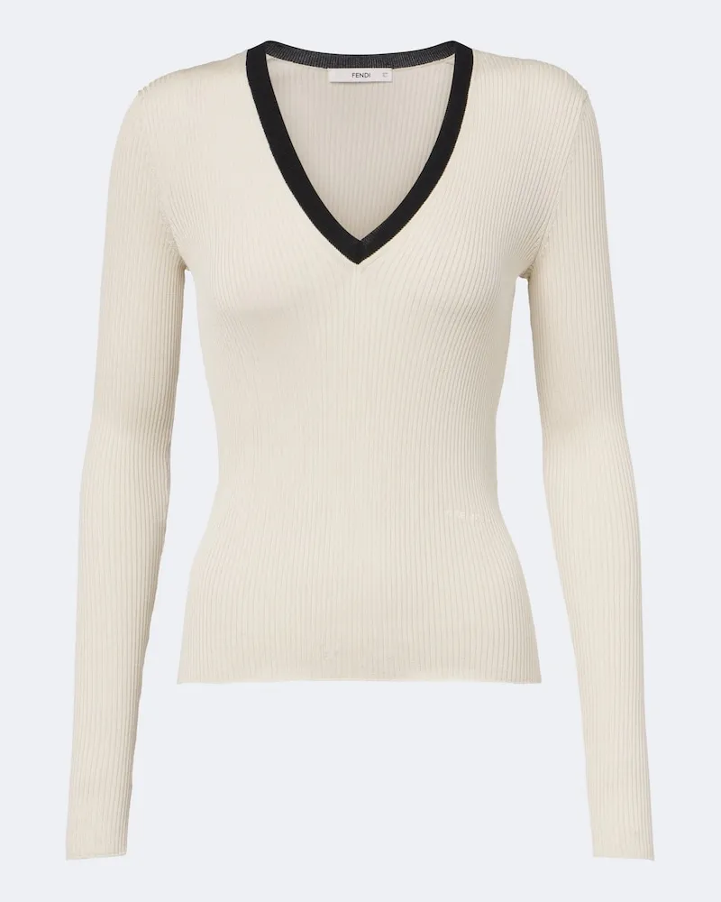 Fendi Pullover aus Seide und Baumwolle Weiß