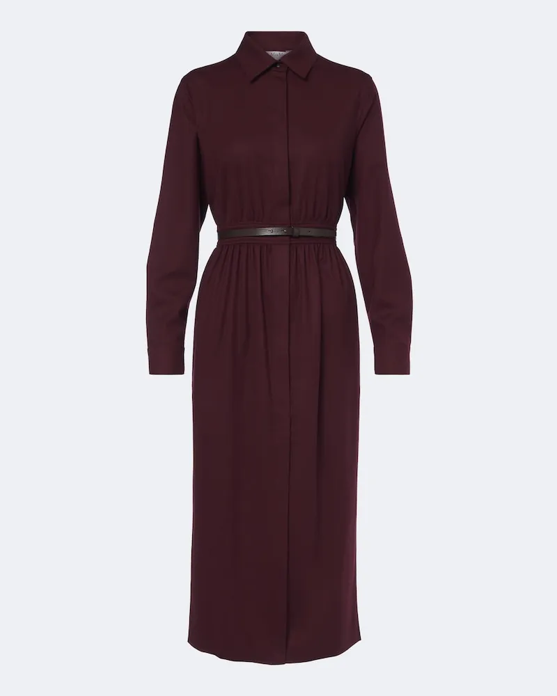 Max Mara Hemdblusenkleid aus einem Wollgemisch Burgunderrot