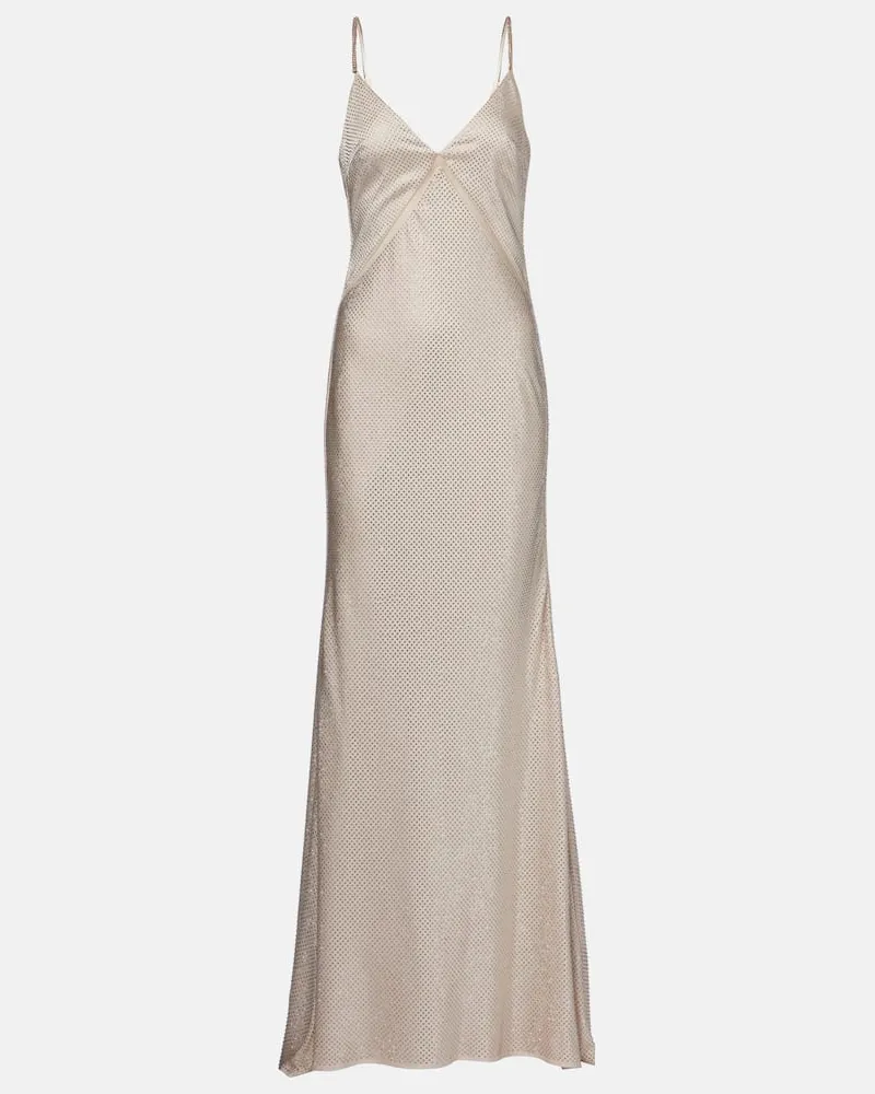 Roland Mouret Robe aus Satin mit Kristallen Beige