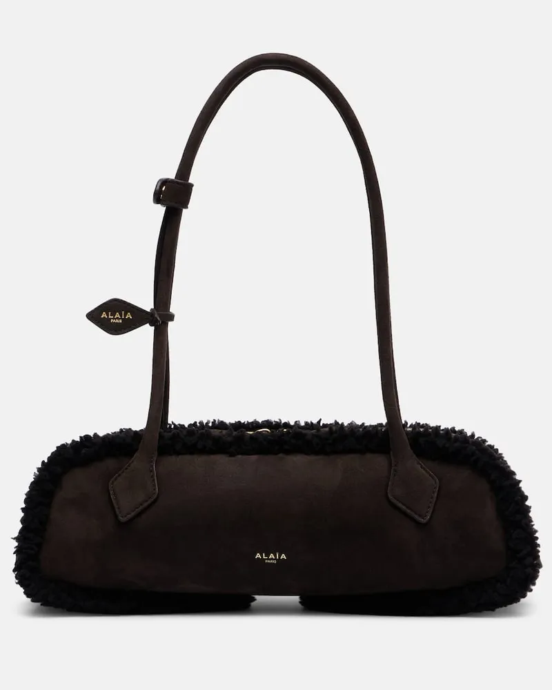 Alaïa Alaïa Schultertasche Le Teckel Medium aus Veloursleder Braun