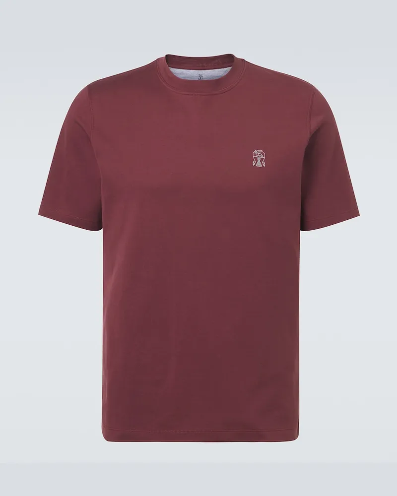 Brunello Cucinelli T-Shirt aus Baumwoll-Jersey Burgunderrot
