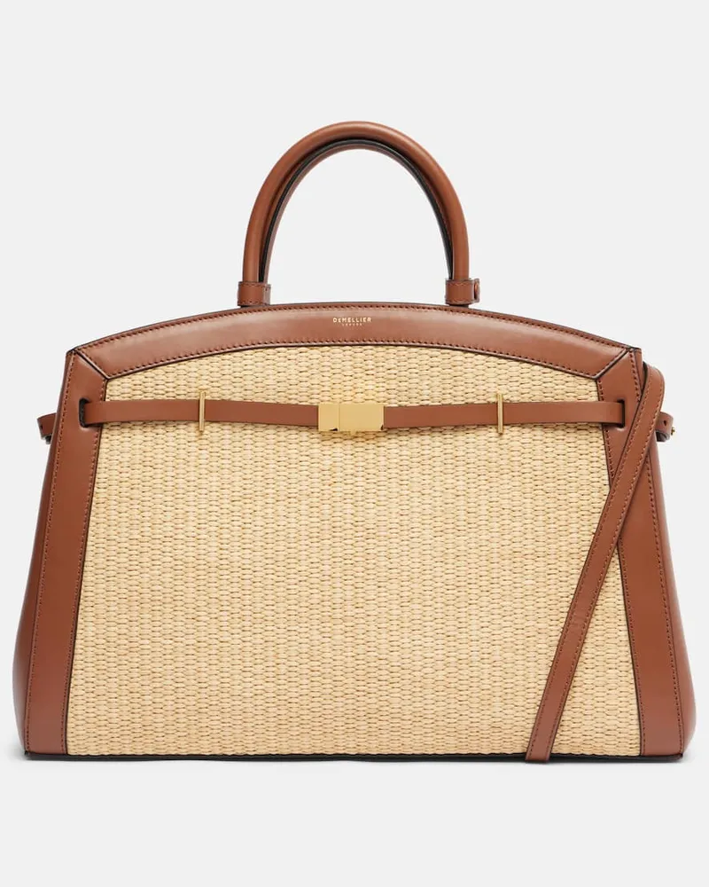 DeMELLIER Tote Hudson aus Raffiabast mit Leder Nude