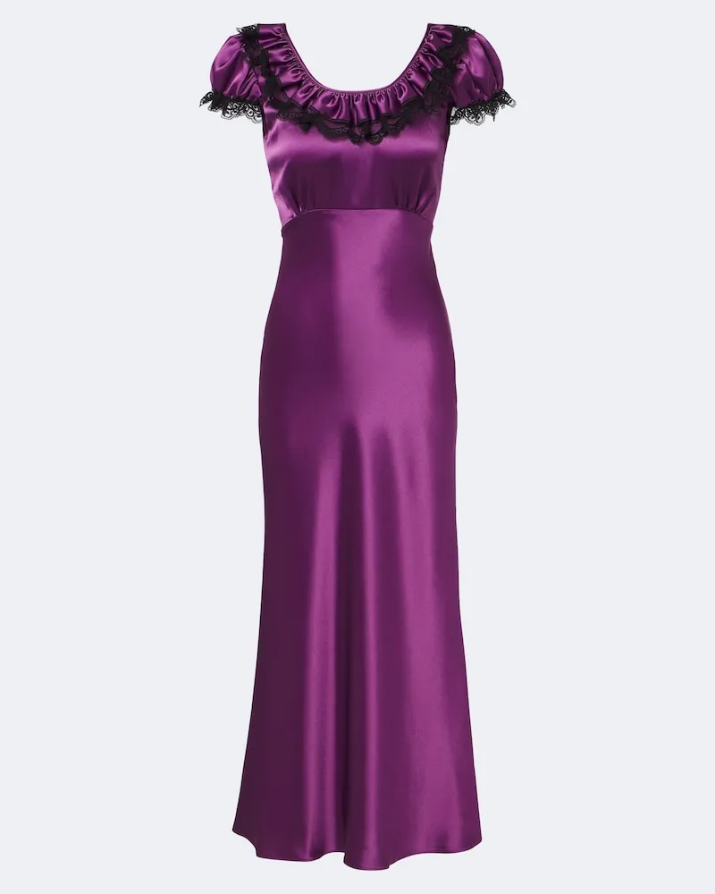 Rodarte Maxikleid aus Satin mit Spitze Violett