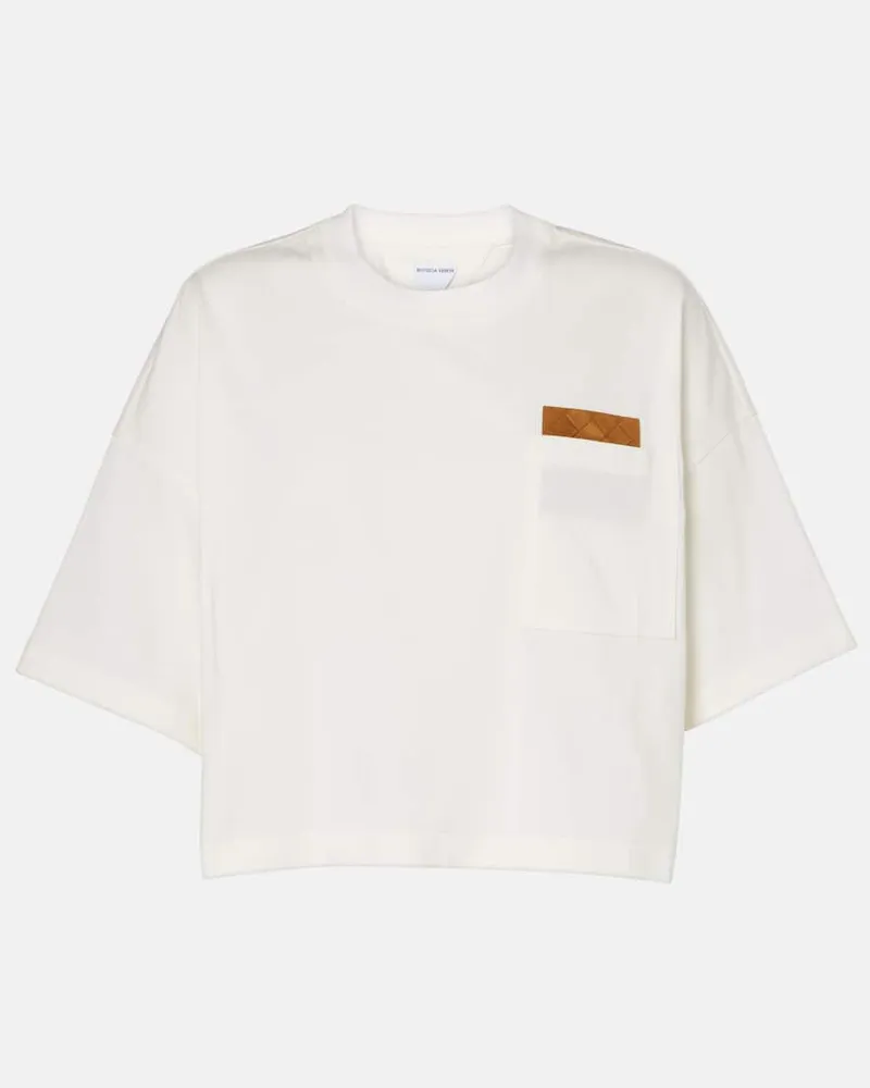 Bottega Veneta T-Shirt Intrecciato aus Baumwoll-Jersey Beige