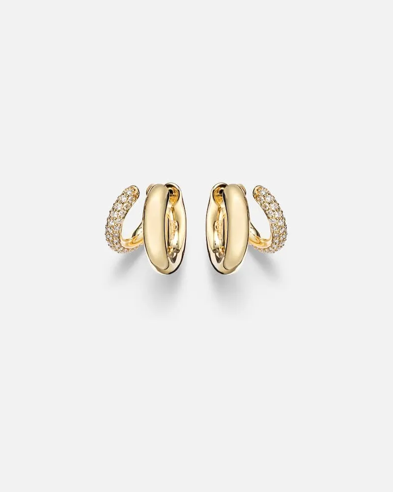 Sydney Evan Ohrringe Hollow Tube aus 14kt Gelbgold (585/1000) mit Diamanten Gold