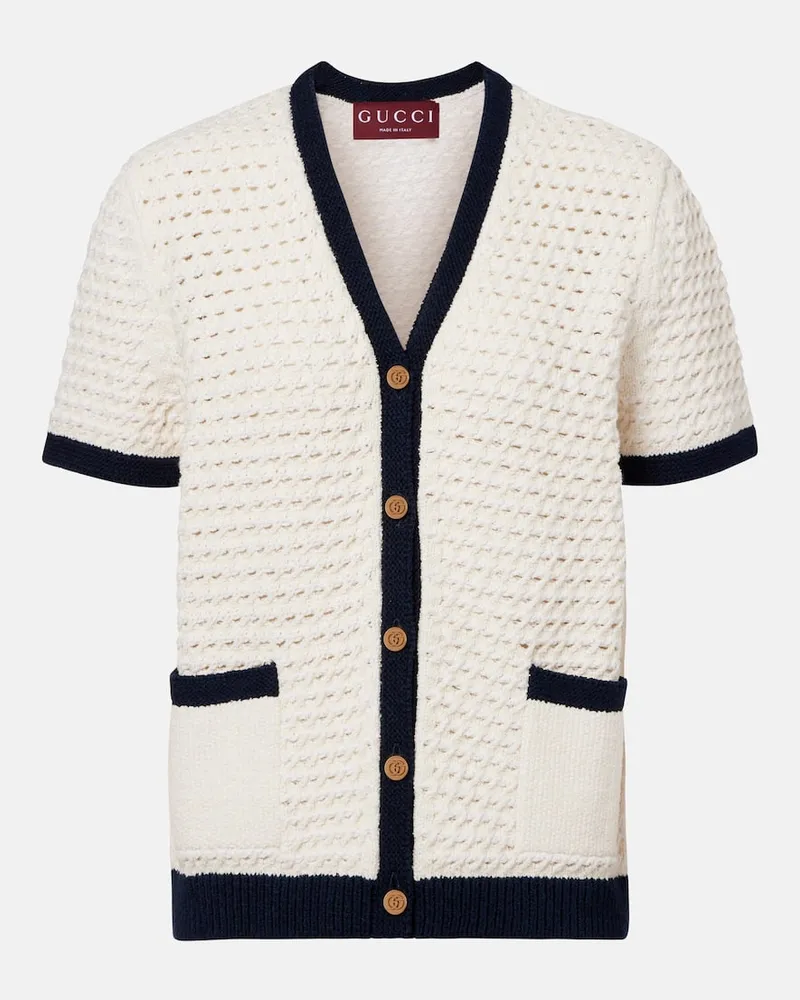 Gucci Cardigan aus Häkelstrick Beige