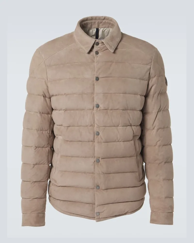 Moncler Daunenjacke Etale aus Veloursleder Braun