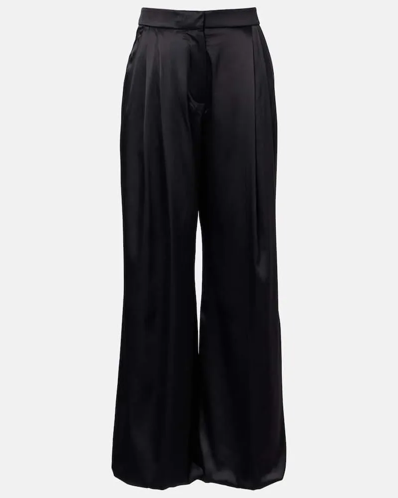 Nina Ricci Weite Hose aus Satin Schwarz