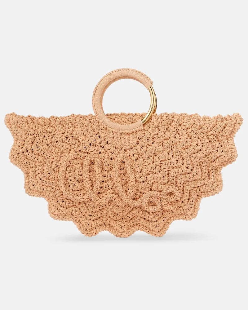 Chloé Chloé Tote Bag Bracelet Paravent Small aus Häkelstrick Rosa