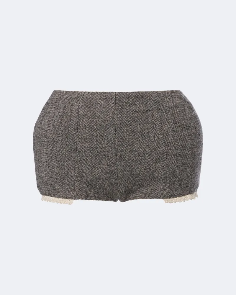 Magda Butrym Shorts aus einem Wollgemisch mit Spitze Grau