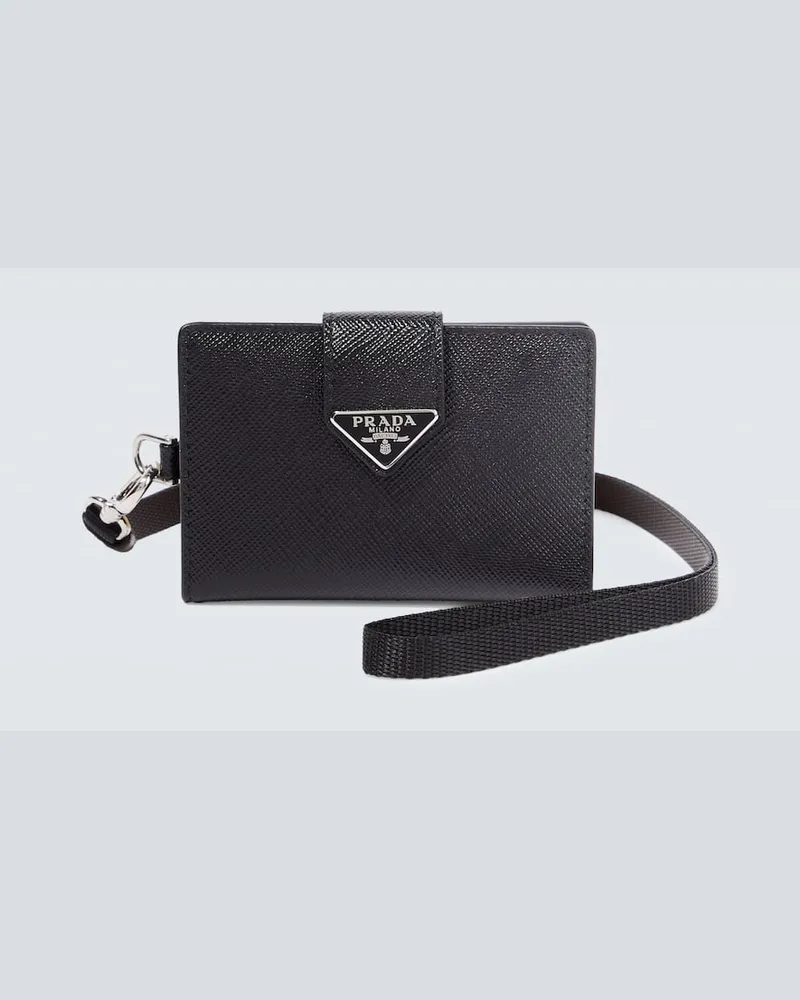 Prada Kartenetui aus Saffiano-Leder Schwarz