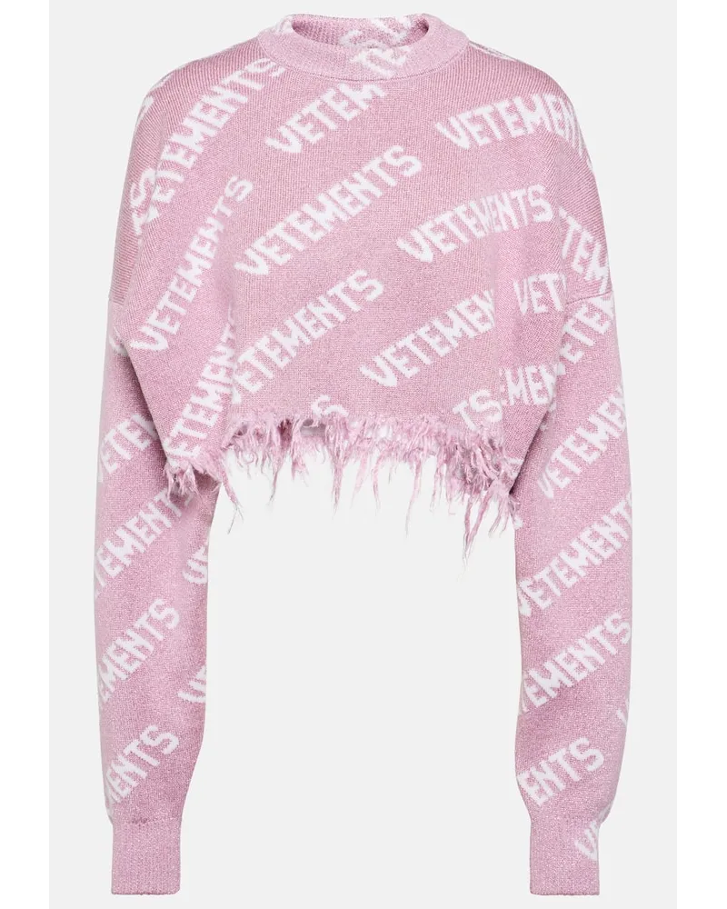 VETEMENTS Cropped-Pullover aus Lame Pink