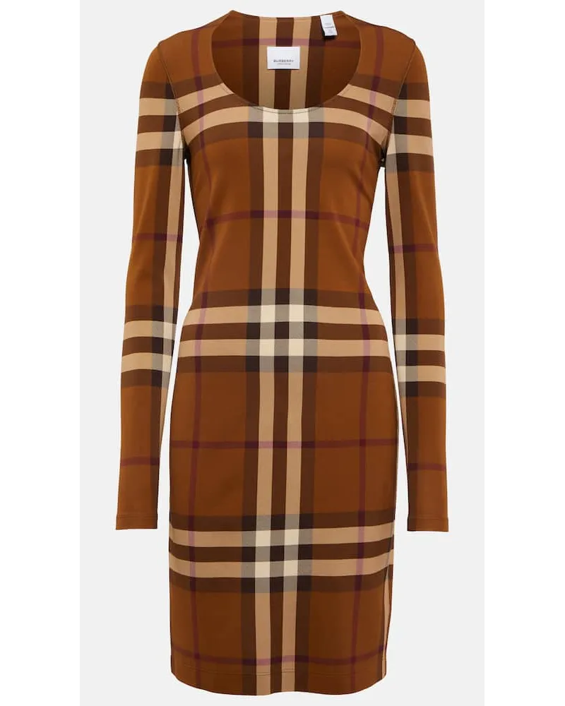 Burberry Minikleid  Check aus Jersey Braun