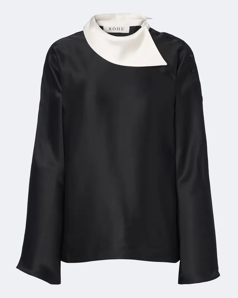 Róhe Róhe Bluse aus Satin Schwarz