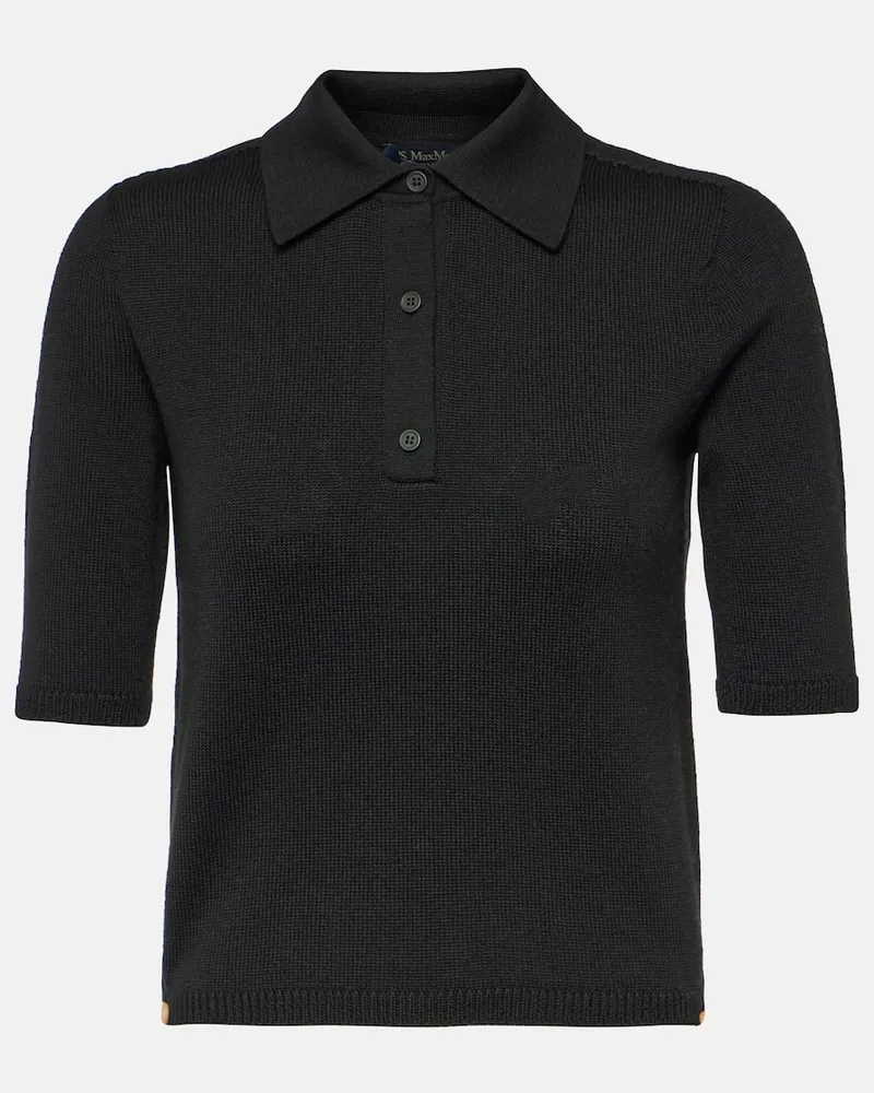 Max Mara Polohemd Gemma aus Wolle Schwarz