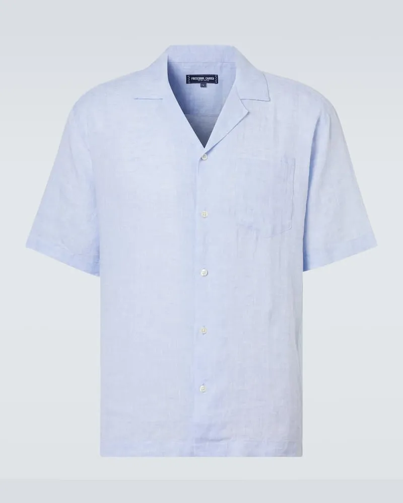 Frescobol Carioca Hemd Angelo aus Leinen Blau