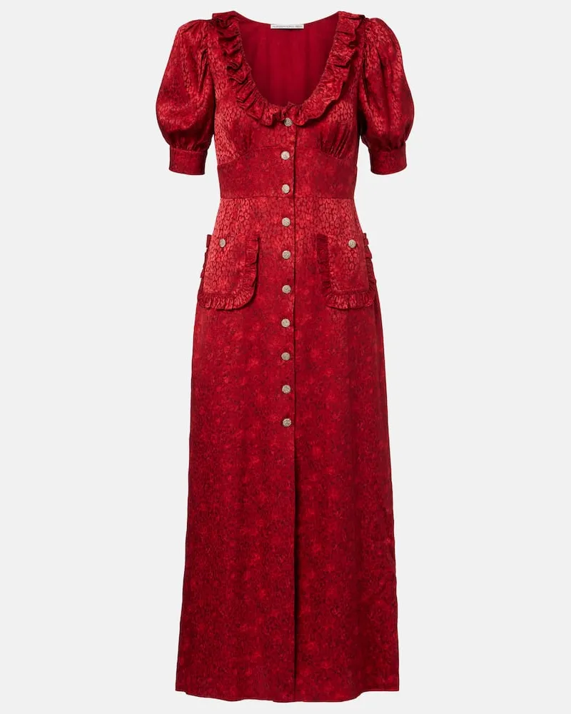 Alessandra Rich Midikleid aus Seiden-Jacquard Rot