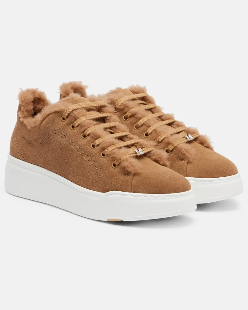 Max Mara Plateau-Sneakers TMaxi aus Veloursleder Braun