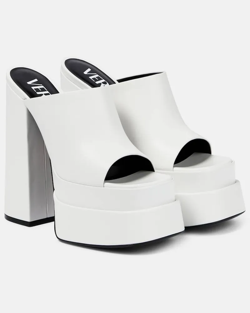 Versace Plateau-Pantoletten aus Leder Weiß