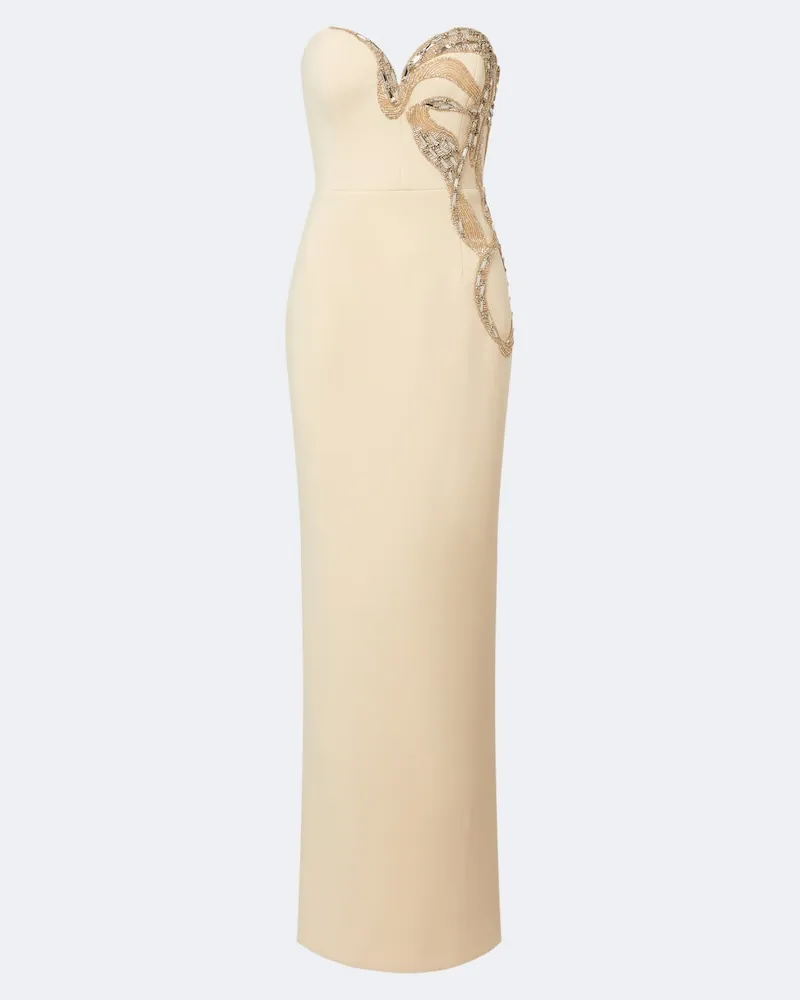 Rebecca Vallance Verzierte Bustier-Robe Aylin aus Crêpe Gelb
