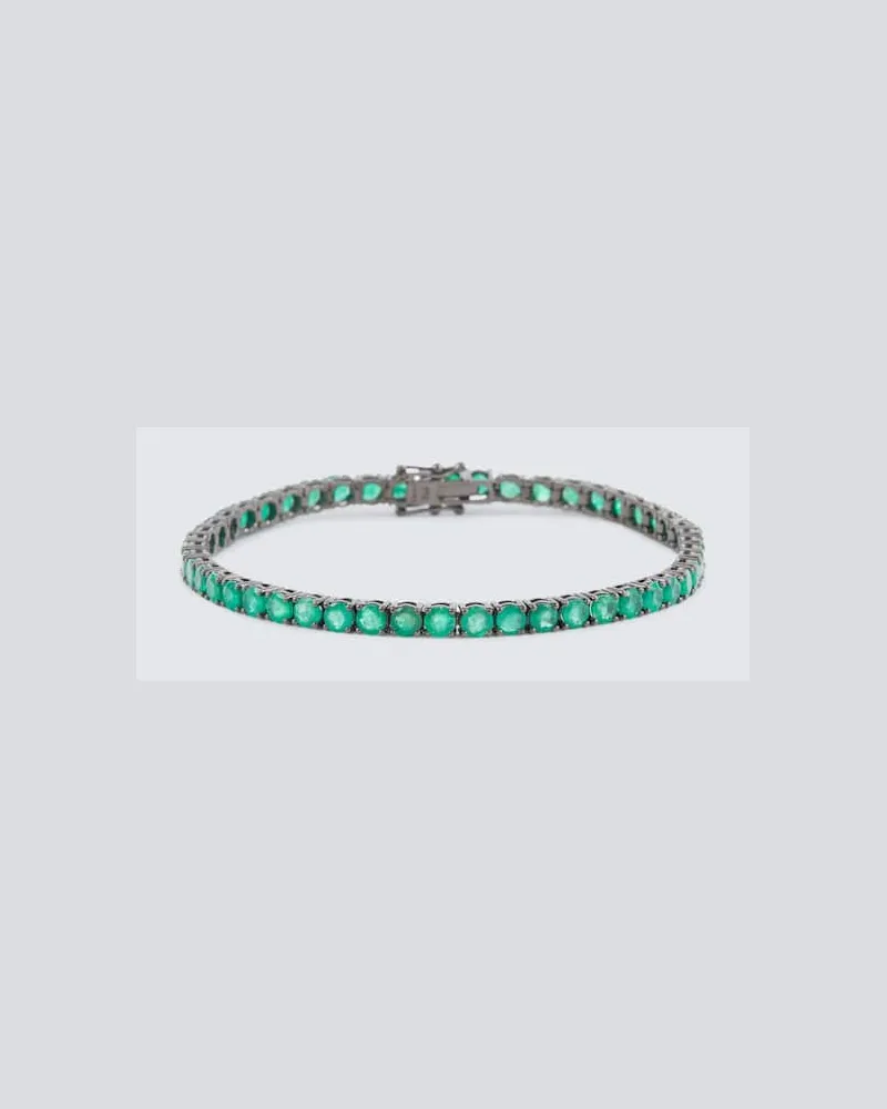 SHAY Tennisarmband aus 18kt Schwarzgold mit Smaragden Schwarz