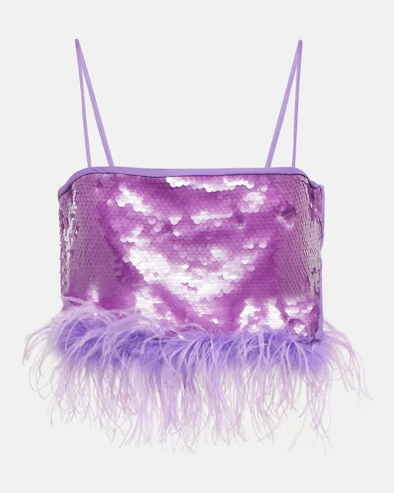 Giuseppe di Morabito Cropped-Top mit Federn Violett