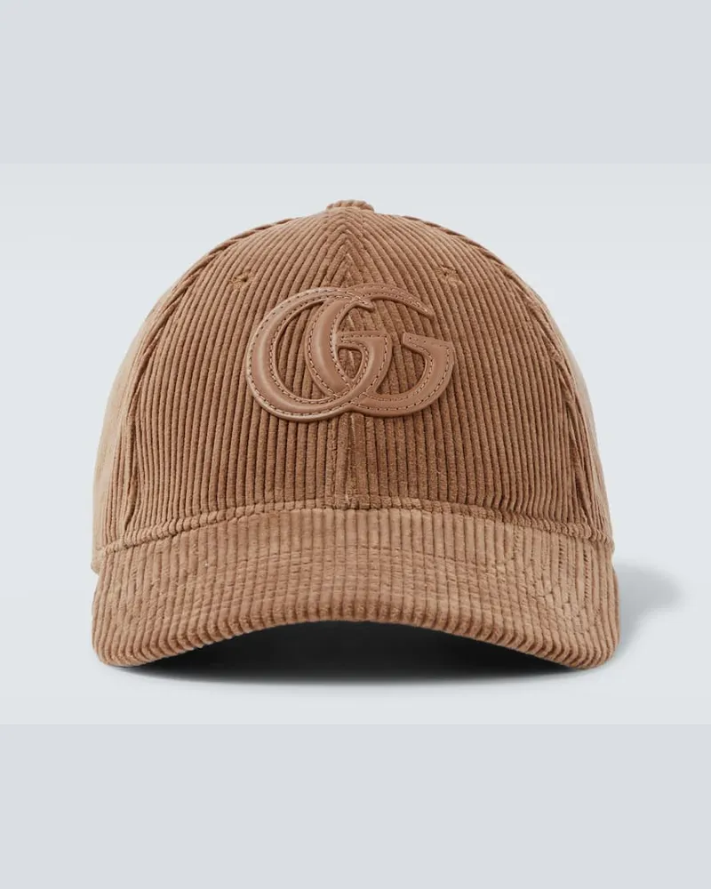Gucci Baseballcap Double G aus Baumwollcord Beige