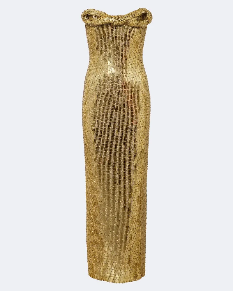 Rachel Gilbert Verzierte Robe Rosalie Gold