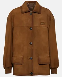 Prada Oversize-Jacke aus Veloursleder Braun