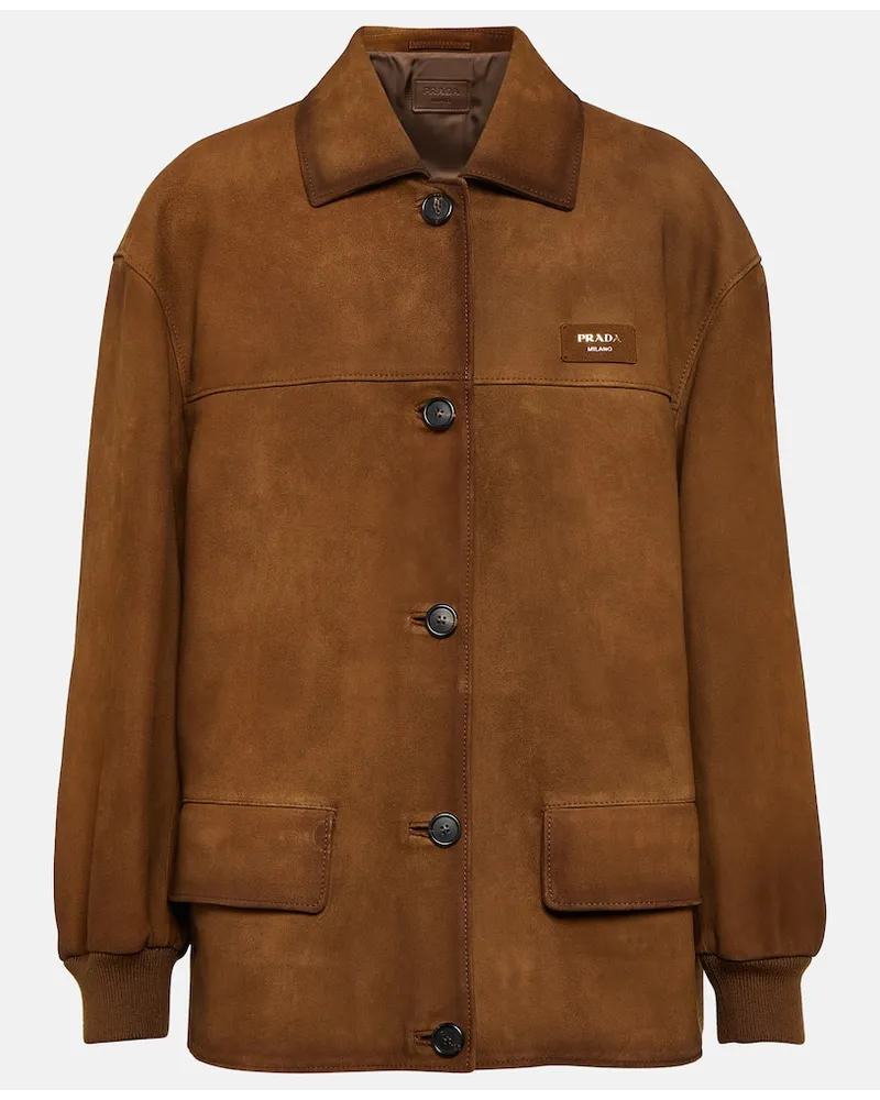 Prada Oversize-Jacke aus Veloursleder Braun