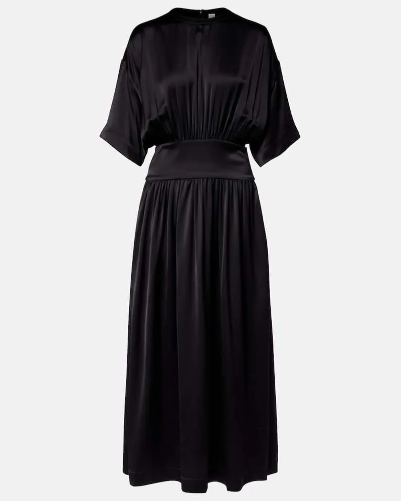 Totême Maxikleid aus Satin Schwarz