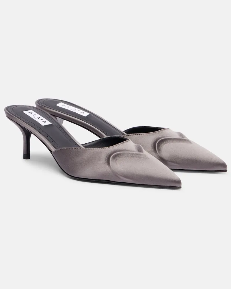 Alaïa Alaïa Mules Le Cœur 3D 55 aus Satin Grau