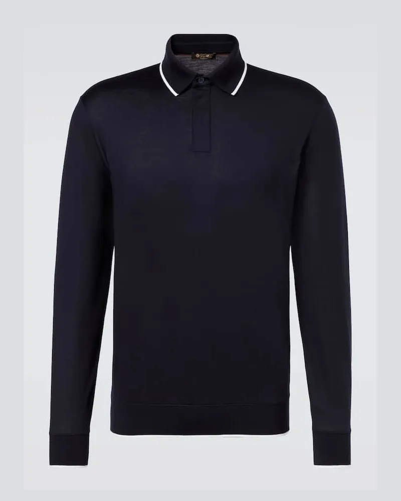 Loro Piana Polopullover Waitaki aus Schurwolle Blau