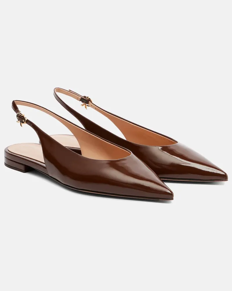 Gianvito Rossi Slingback-Ballerinas aus Lackleder Braun