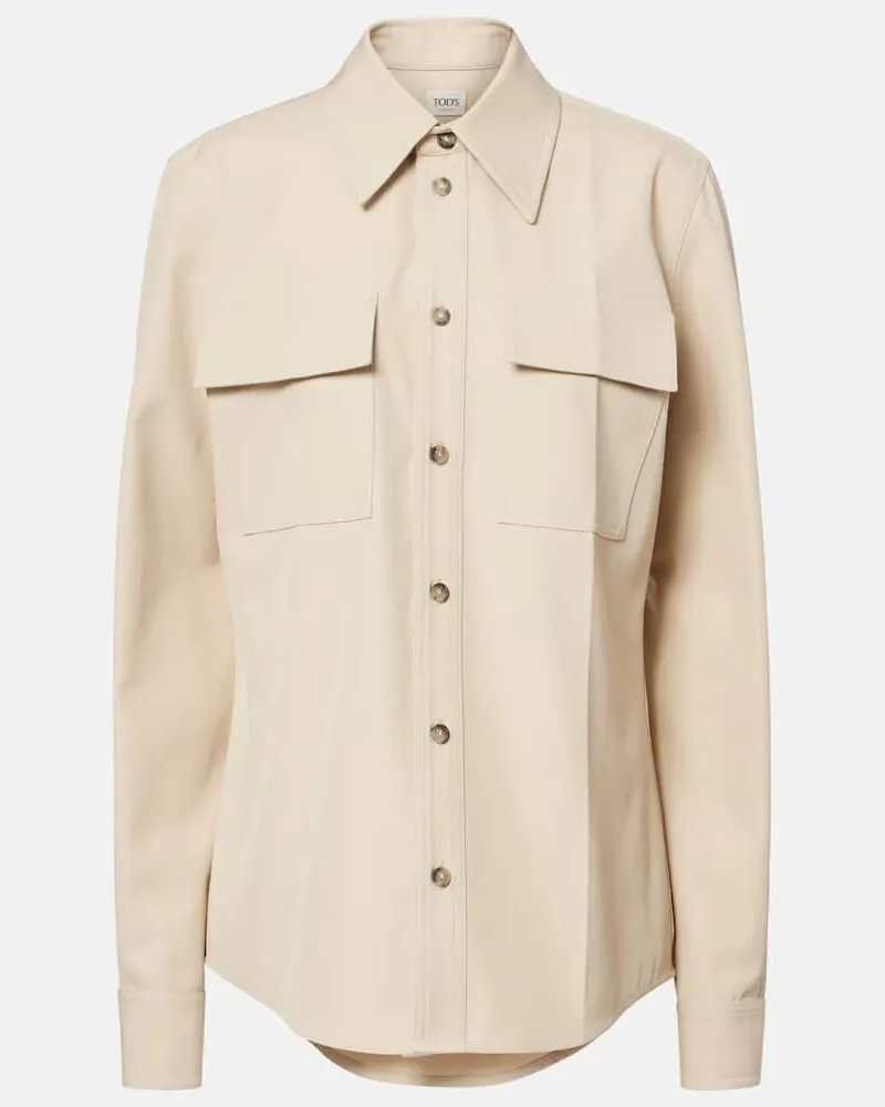 TOD'S Hemd aus Wolle und Baumwolle Beige