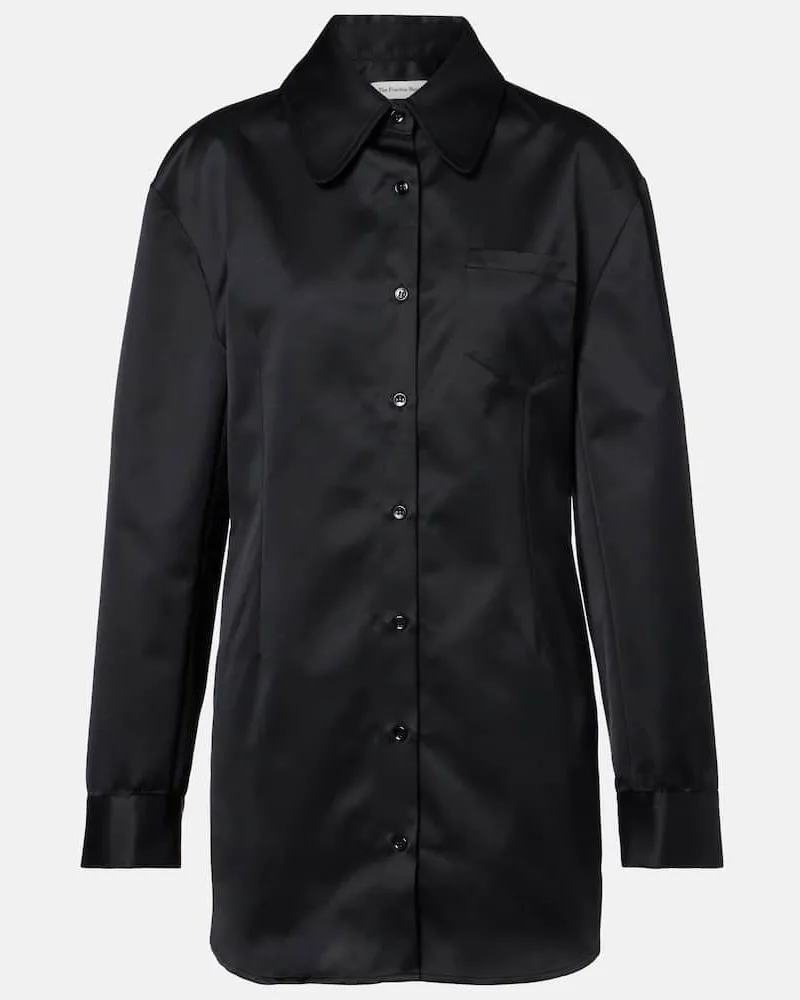 FRANKIE Shop Hemdblusenkleid Akita aus Satin Schwarz