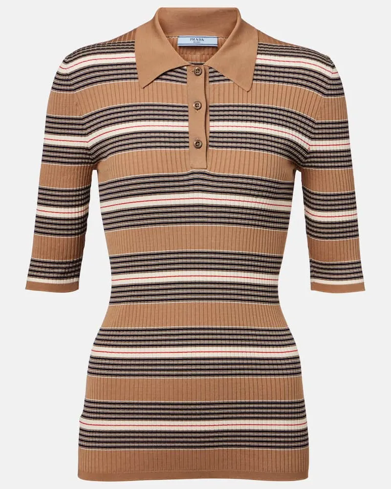 Prada Polopullover aus einem Baumwollgemisch Braun