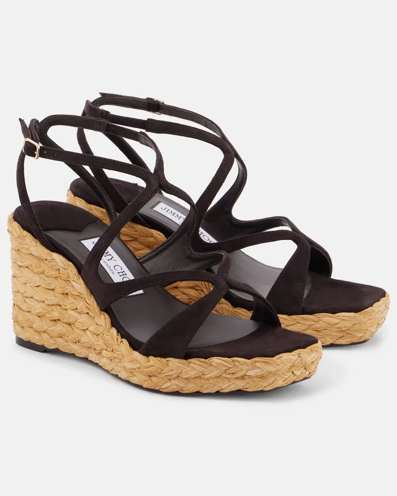 Jimmy Choo Espadrille-Sandalen Ayla 85 aus Veloursleder Nude