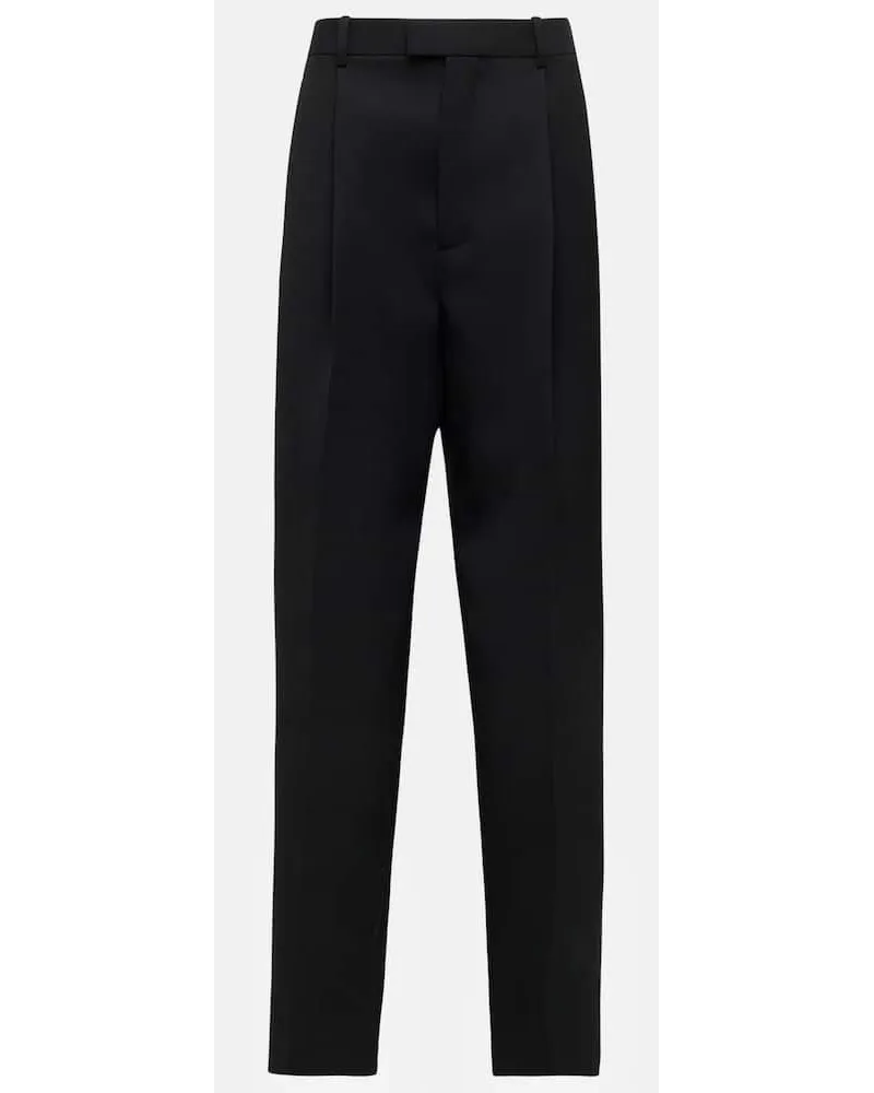 Bottega Veneta Gerade High-Rise-Hose aus Woll-Twill Schwarz