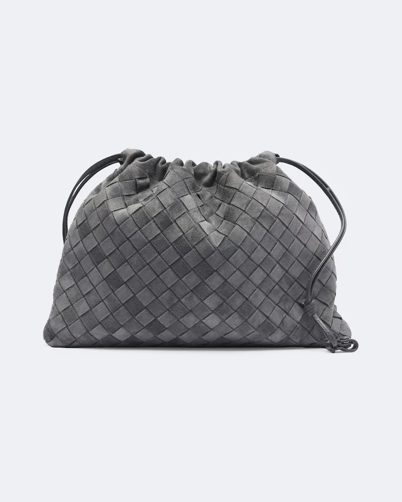 Bottega Veneta Clutch Dustbag Small aus Veloursleder Grau